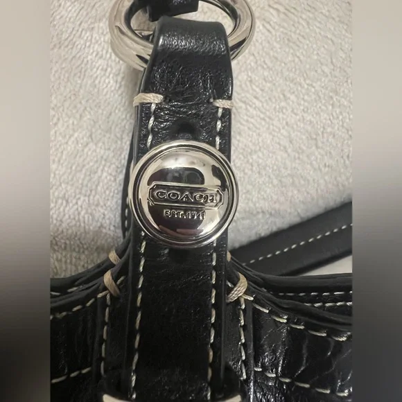 Coach Black Leather Pleated East West Shoulder Tote